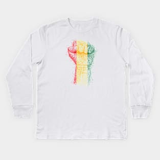 Hand fist drawing with scribble art Kids Long Sleeve T-Shirt